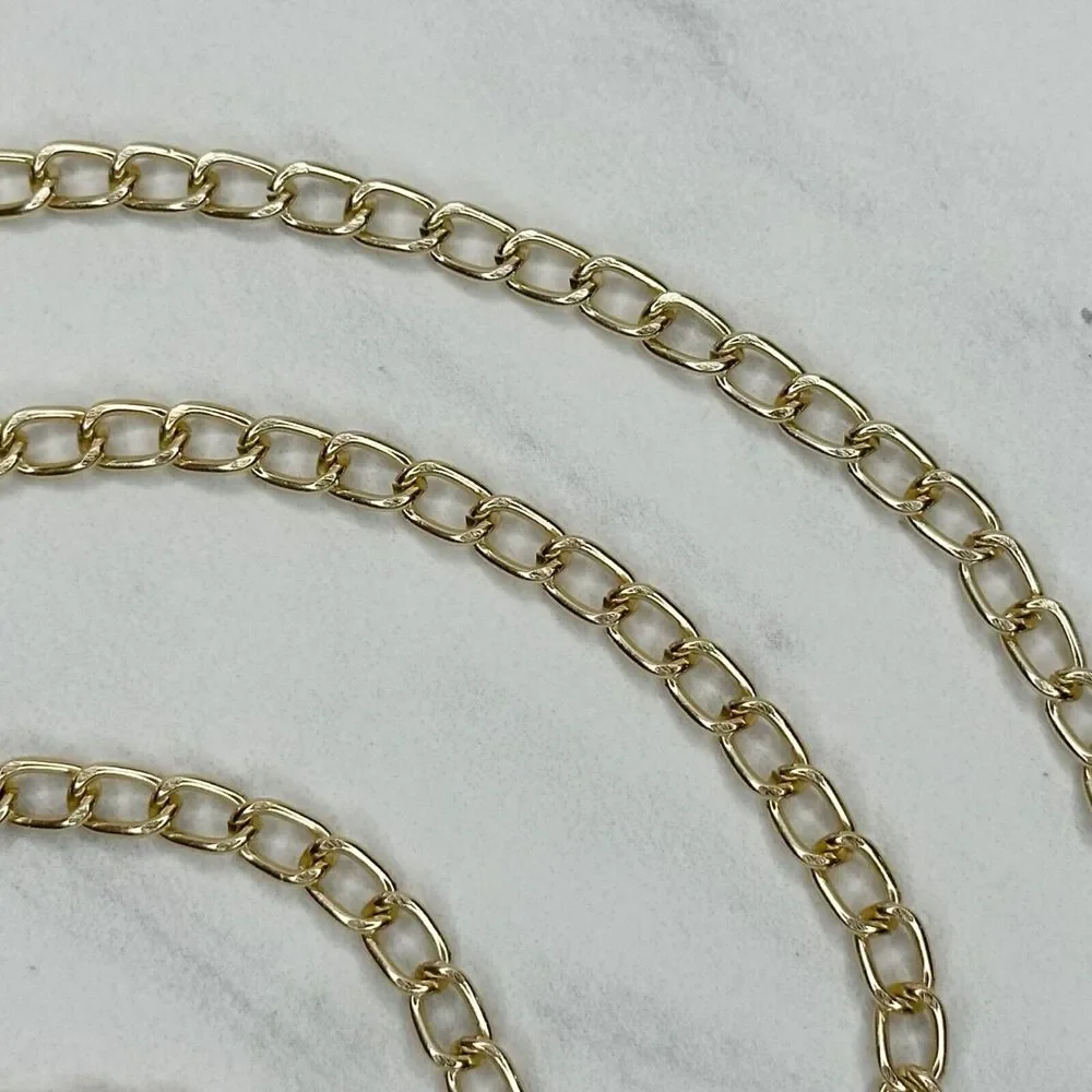 Gold Tone Skinny Chain Link Belt with Bar Details Y2K Festival ✨